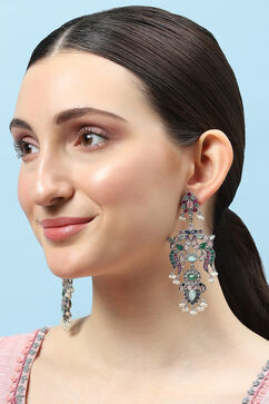 Multicolor Brass earrings image number 1