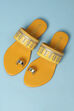 Yellow Embroidered Ring Toe Sandals image number 5