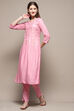 Light Pink Rayon Straight Kurta Pant 2 Piece Set image number 0