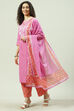 Pink Straight Kurta Palazzo Suit Set image number 7