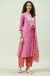 Pink Straight Kurta Palazzo Suit Set image number 2