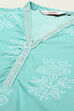 Turquoise Cotton Straight Kurta Palazzo Suit Set image number 1