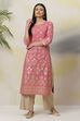 Old Rose Art Silk Straight Printed Kurta