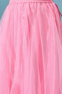 Pink Cotton Short Top Lehenga Set image number 2