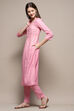 Light Pink Rayon Straight Kurta Pant 2 Piece Set image number 3