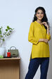 Mustard Cotton Flax Solid Kurti image number 2