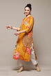 Yellow LIVA Straight Printed Kurta image number 2