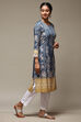 Olive LIVA Straight Printed Kurta image number 4