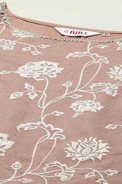 Antique Rose Polyester Blend Straight Kurta Set image number 1