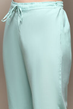 Aqua Cotton Blend Straight Kurta Pant Suit Set image number 2