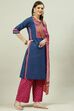 Off White Solid Cotton Straight Kurta Palazzo Suit Set image number 6