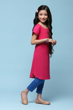 Pink Cotton Straight Solid Kurta Set image number 5