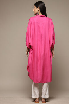 Pink Rayon Straight Printed Kurta image number 2