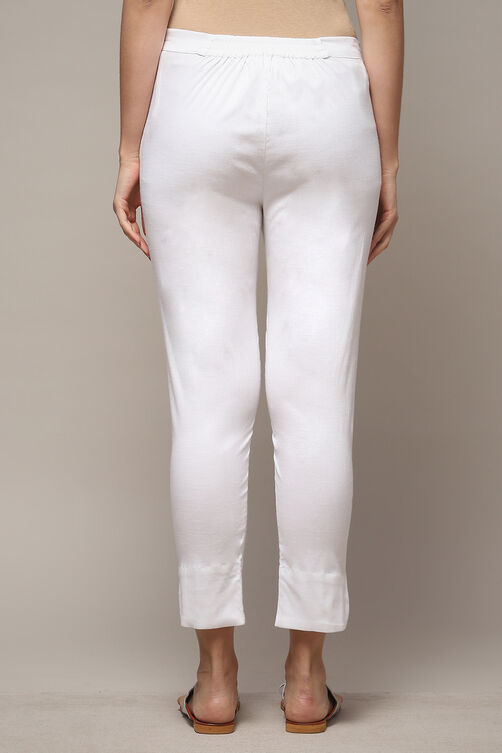 White Viscose Lycra Solid Pant image number 2