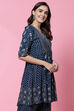 Indigo LIVA Flared Printed Short Kurti image number 3