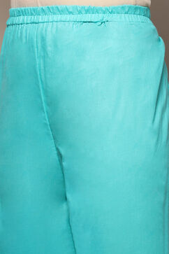 Blue Cotton Blend Floral Digital Print Unstitched Suit Set image number 3