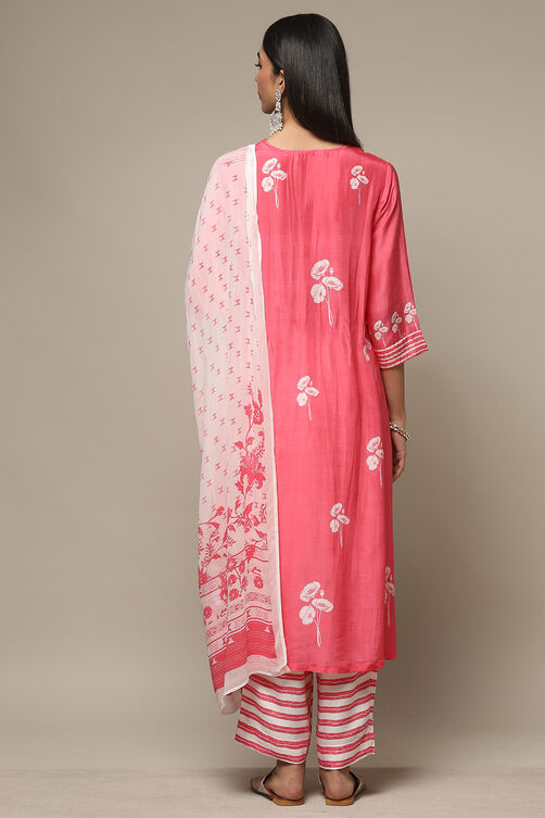 Pink Modal A-Line Kurta Palazzo Suit Set image number 2