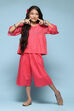 Pink Cotton Straight Printed Kurta Set