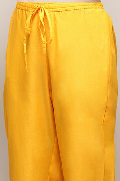 Mustard Yellow Cotton Straight Printed Kurta Ankle Length Suit Set image number 2