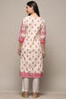 Off-white & Pink Pure Cotton Printed Straight Kurta image number 3