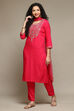 Burnt Orange Rayon Straight Kurta Pants Suit Set image number 5