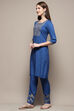 Blue Rayon Straight Kurta Pant 2 Piece Set image number 3