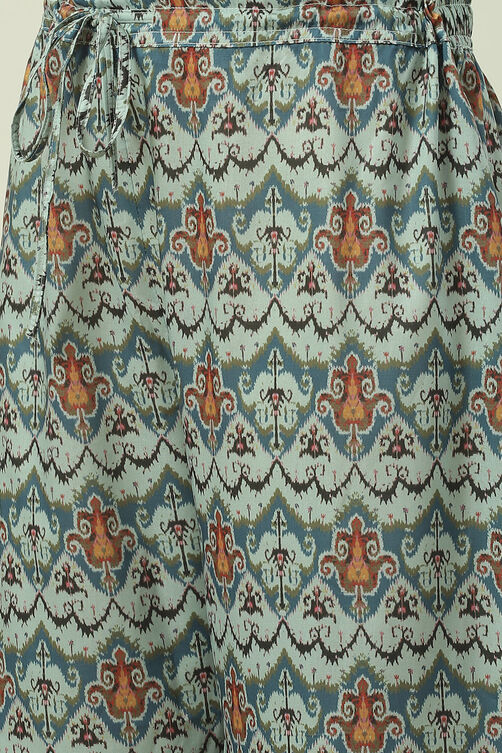 Beige Art Silk Asymmetric Co-ord Set Kurta Palazzo Suit Set image number 2