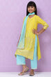 Yellow Cotton Girls Straight  Kurta Palazzo Suit Set image number 0