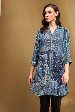 Navy Viscose Straight Kurti image number 5