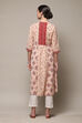 Pink Cotton Blend A-Line Printed Kurta image number 4