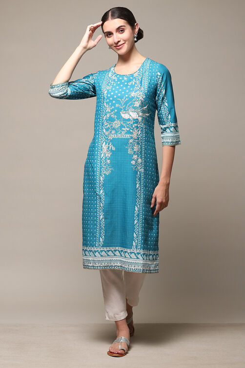 Yellow Cotton Straight Printed Kurta image number 0