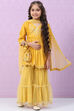 Mustard Yellow Nylon Gathered Kurta Sharara Suit Set image number 0