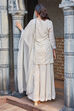 Off White Poly Georgette Straight Suit set image number 2