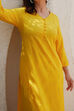 Yellow Rayon Floral Embroidered Straight Kurta image number 1