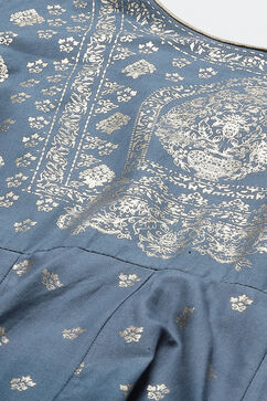 Blue Cotton Anarkali Kurta Churidar Suit Set image number 1