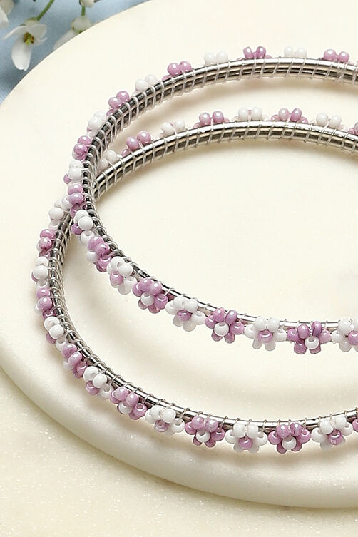 Lilac Metal Beads Bangles image number 1