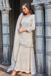 Off White Poly Georgette Straight Suit set image number 1