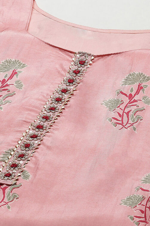 Pink Modal Digital Print Unstitched Suit Set image number 2