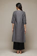 Black Cotton Straight Printed Kurta image number 3