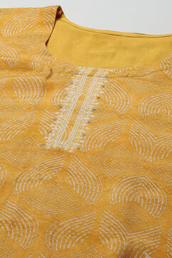 Yellow Linen Blend Digital Print Unstitched Suit Set image number 2