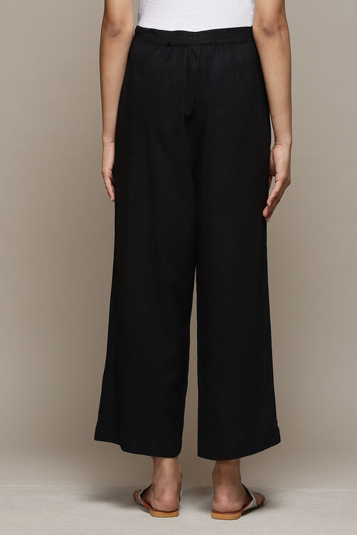 Black Cotton Relaxed Pant