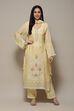 Yellow Organza Printed Unstitched Suit Set image number 8