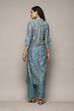 Blue Chanderi Unstitched Suit Set image number 4