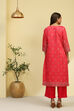 Pink Chanderi Printed Straight Kurta image number 3