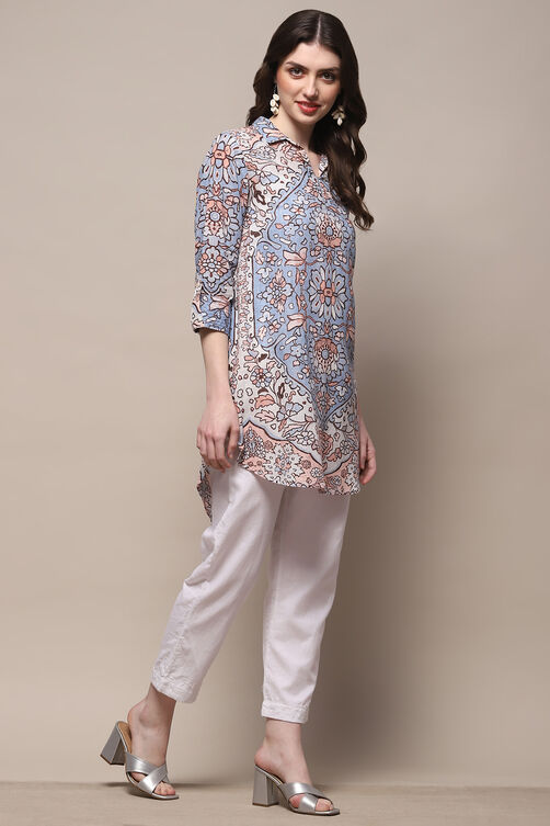 Yellow Rayon Floral Printed Straight Kurti image number 4