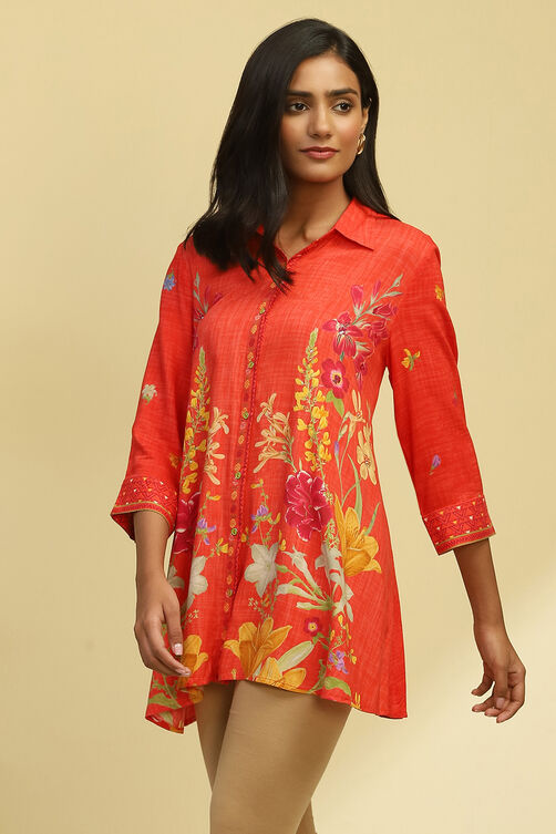 Coral Rayon Straight Kurta image number 0