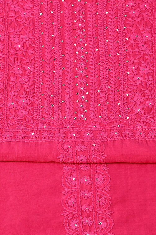 Pink Art Silk Embroidered Unstitched Suit Set image number 1