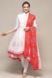 White Red Cotton Asymmetric Solid Kurta Churidar Suit Set image number 7