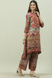 Beige Art Silk Asymmetric Co-ord Set Kurta Palazzo Suit Set image number 5