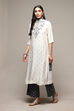 Off White Cotton A-Line Kurta Palazzo Suit Set image number 5